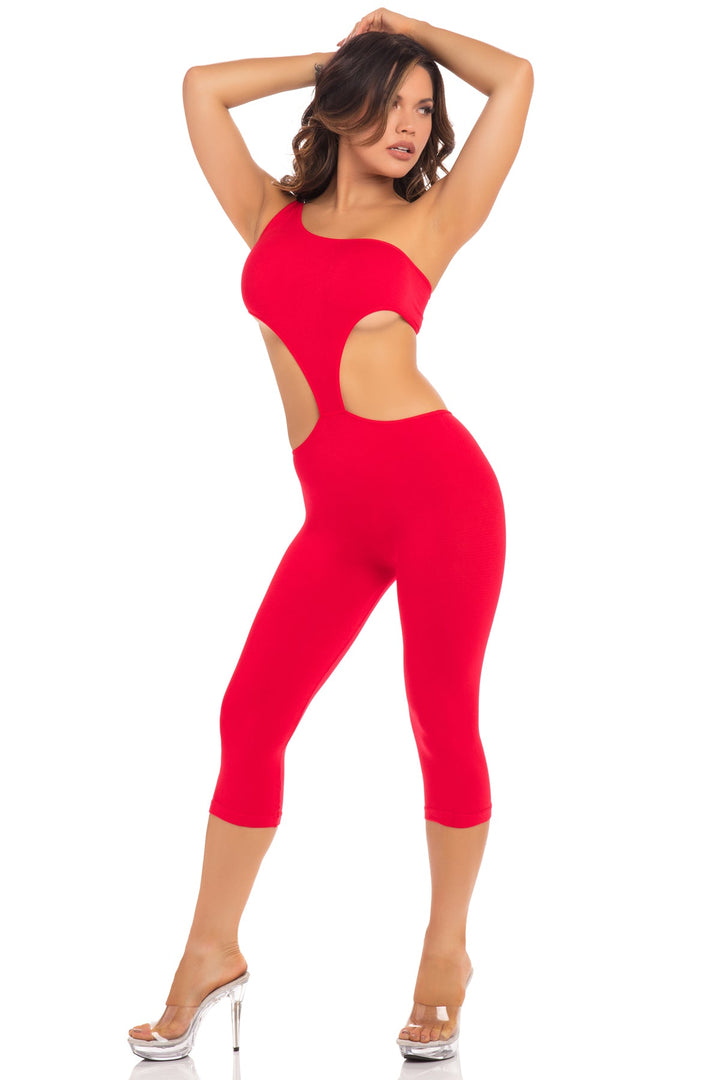 PL27035 One Shoulder Cropped Catsuit
