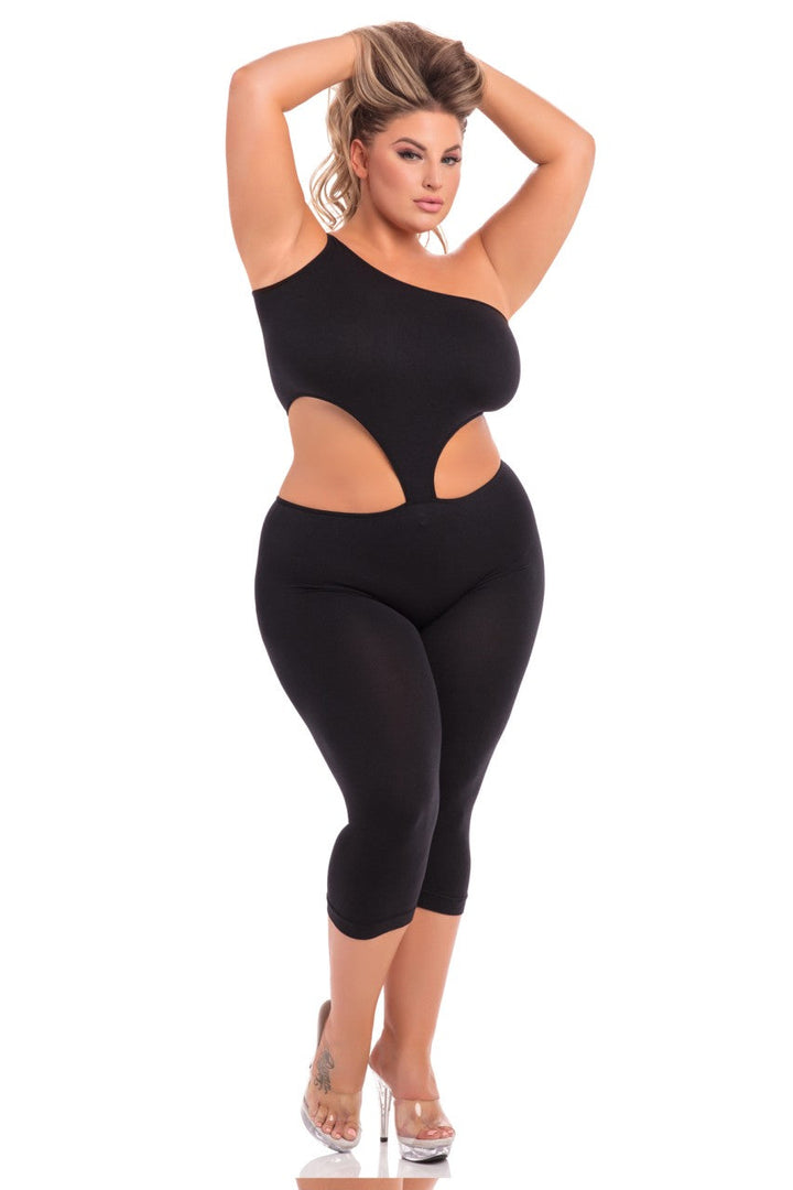 PL27035X One Shoulder Cropped Catsuit
