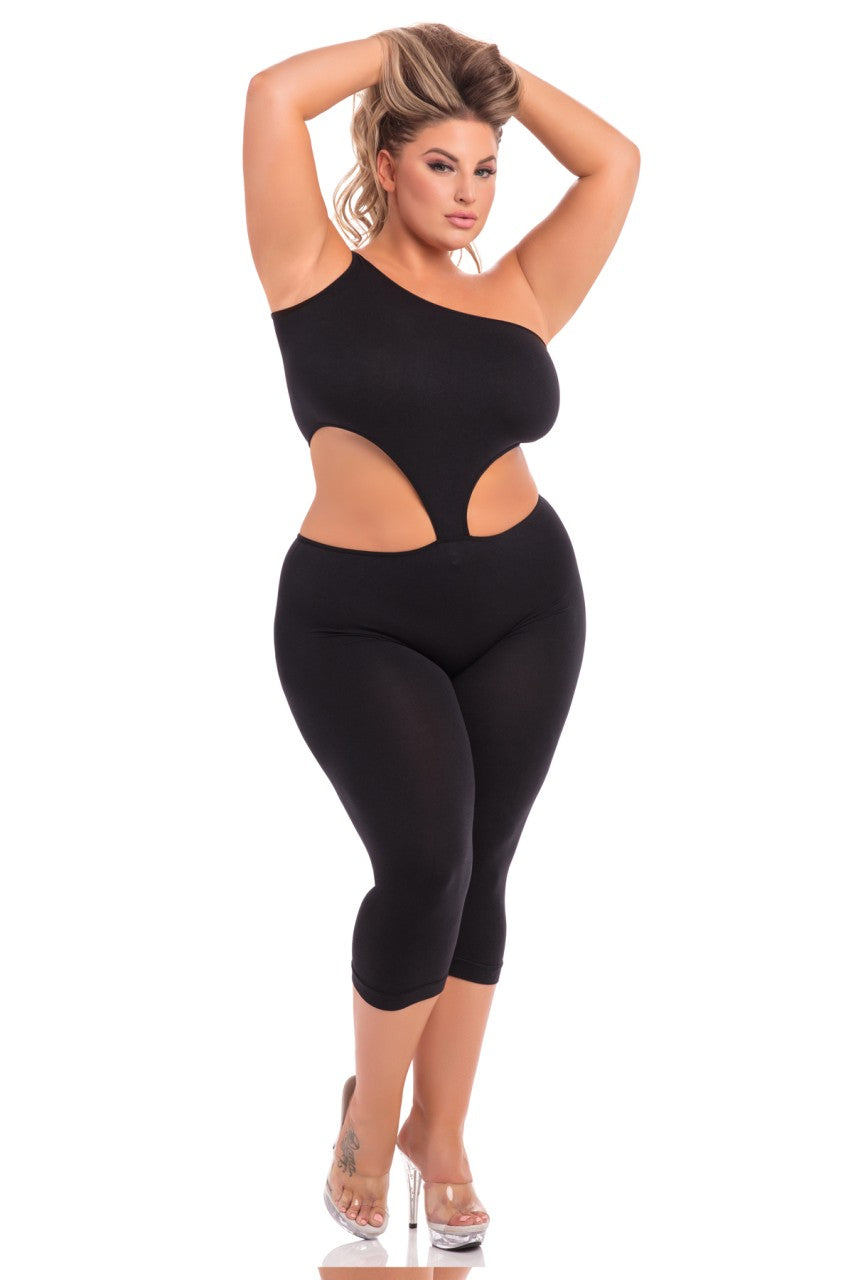 PL27035X One Shoulder Cropped Catsuit