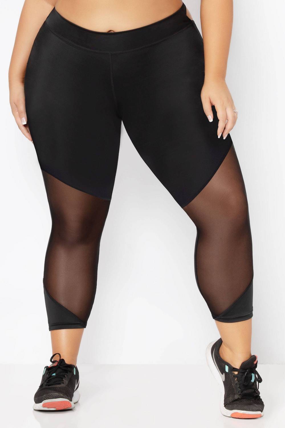 STM30152X Microfiber Capri With Mesh Panels And Strappy Back Waistband