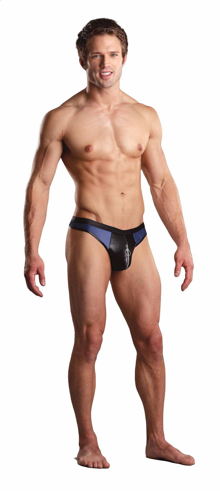 MP441196 Blue/Blk Zipper Thong