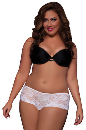 STM9292X White Lace Open Crotch Thong