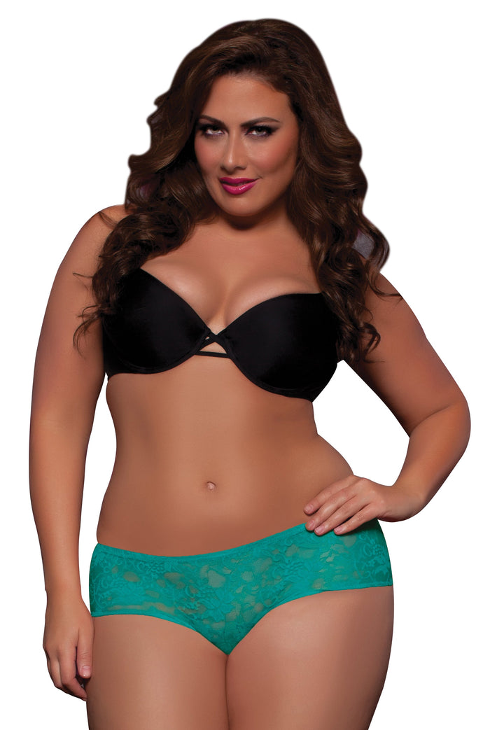STM9294X Lace Open Crotch Boyshort With Ruffle Back