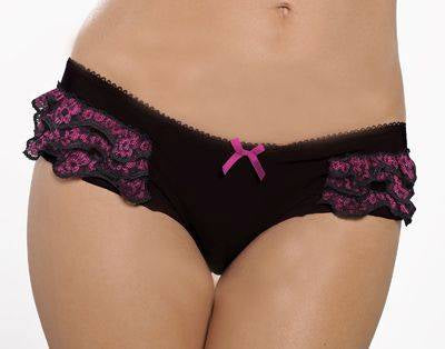 STM9177 Mesh Boyshort With Floral Ruffles